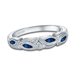 Kirk Kara Diamond & Blue Sapphire Wedding Band Diamond Accents Platinum