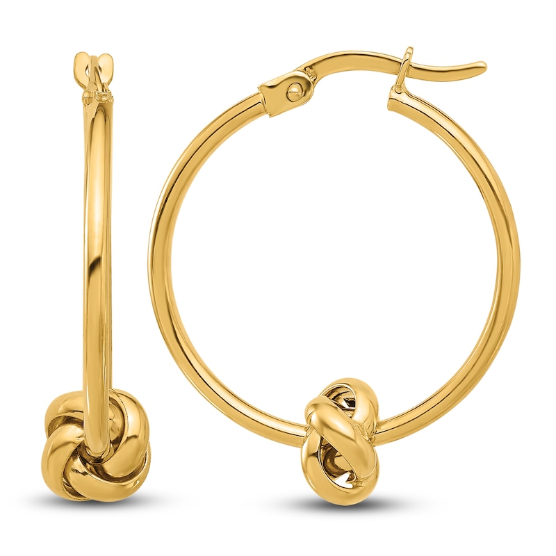High-Polish Knotted Hoop Earrings 14K Yellow Gold