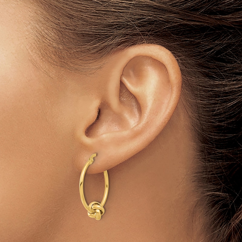 High-Polish Knotted Hoop Earrings 14K Yellow Gold