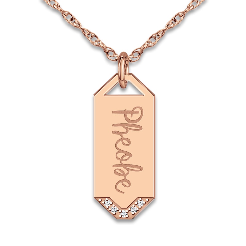 Main Image 1 of Initial Pendant Necklace Diamond Accents 14K Rose Gold 18"