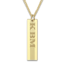 Men's Engravable Pendant Necklace Yellow Gold-Plated Sterling Silver 22"