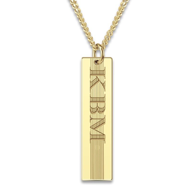 Main Image 1 of Men's Engravable Pendant Necklace Yellow Gold-Plated Sterling Silver 22"