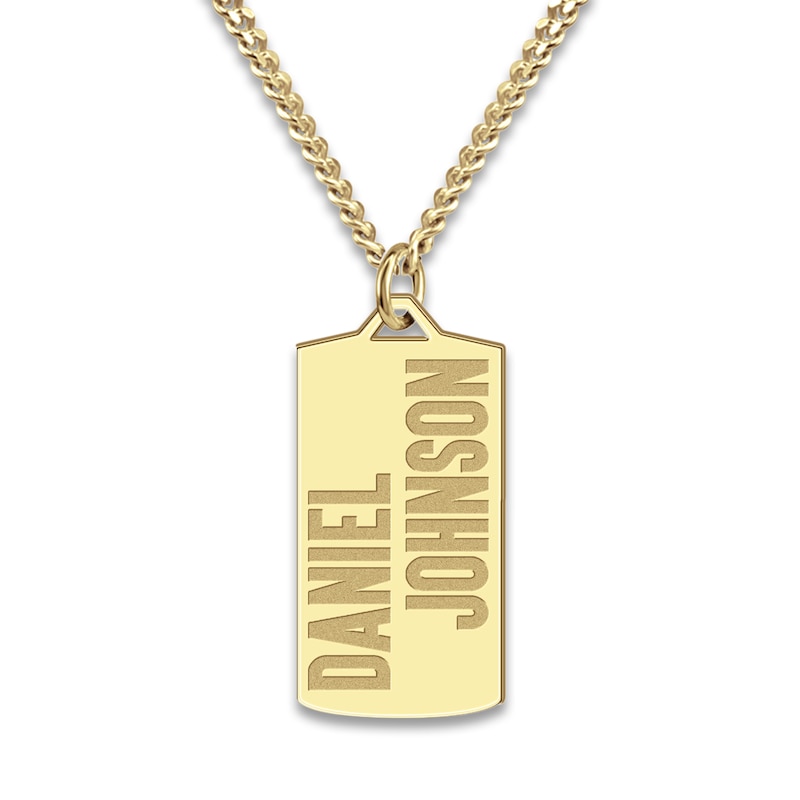 Main Image 1 of Engravable Dog Tag Bracelet Yellow Gold-Plated Sterling Silver 22"