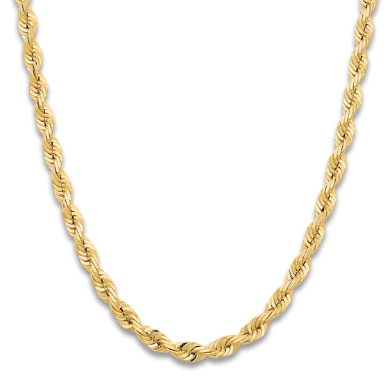 Men's Solid Quad Rope Chain Necklace 14K Yellow Gold 7.0mm 24"