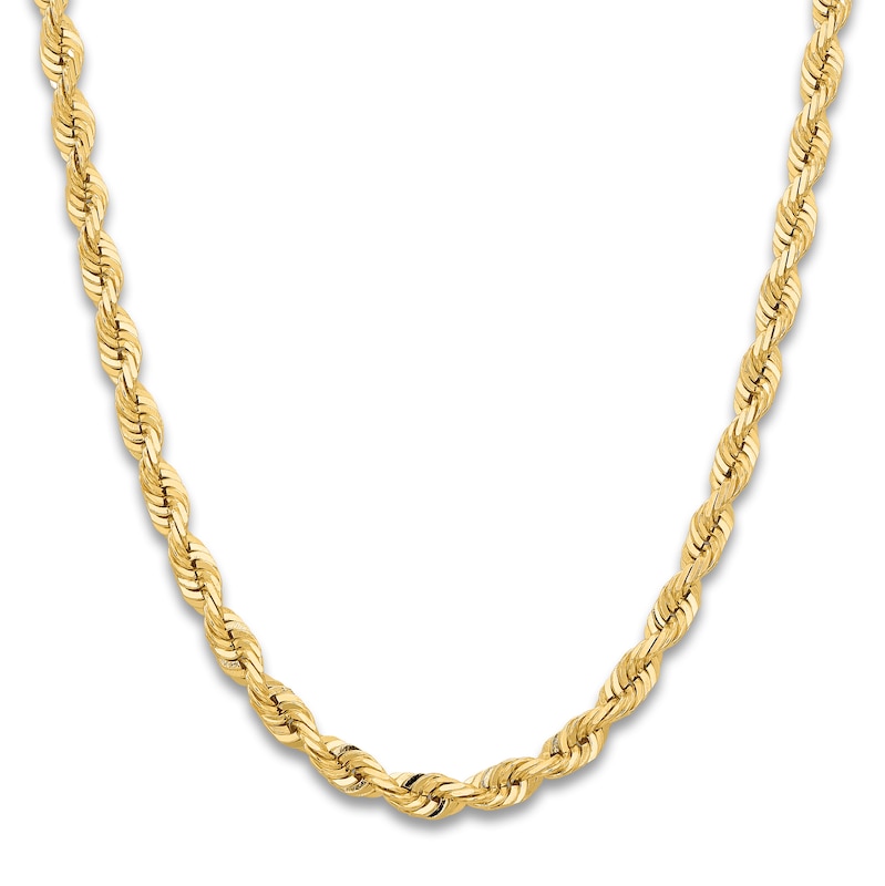 Main Image 2 of Men's Solid Quad Rope Chain Necklace 14K Yellow Gold 7.0mm 24"