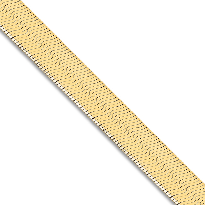 Main Image 1 of Solid Herringbone Chain Necklace 14K Yellow Gold 18" 10mm
