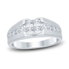Thumbnail Image 1 of Men's Diamond Wedding Band 1-1/4 ct tw Square-cut/Round 14K White Gold