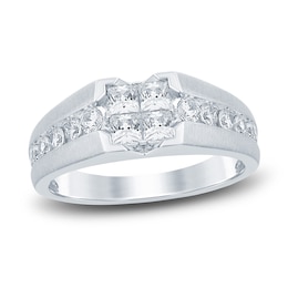Men's Diamond Wedding Band 1-1/4 ct tw Square-cut/Round 14K White Gold