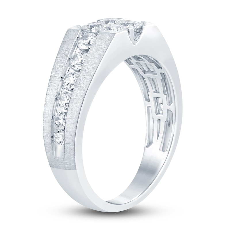 Main Image 2 of Men's Diamond Wedding Band 1-1/4 ct tw Square-cut/Round 14K White Gold