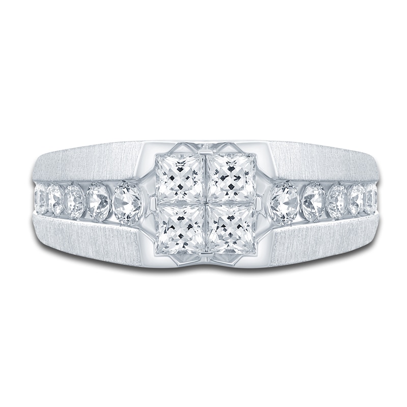 Main Image 3 of Men's Diamond Wedding Band 1-1/4 ct tw Square-cut/Round 14K White Gold