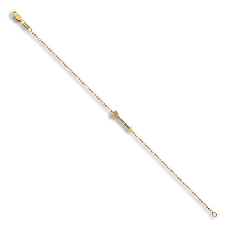 Diamond Arrow Bracelet 1/20 ct tw Round 14K Yellow Gold 7"