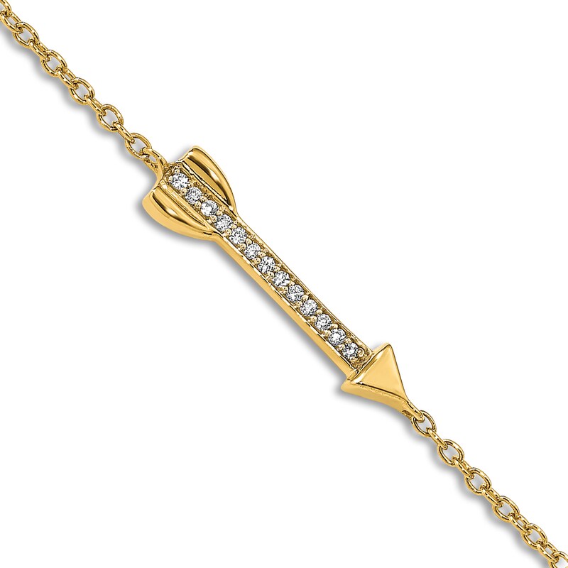 Diamond Arrow Bracelet 1/20 ct tw Round 14K Yellow Gold 7"
