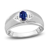 Thumbnail Image 1 of Men's Natural Blue Sapphire Ring Diamond Accents 14K White Gold