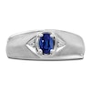 Thumbnail Image 3 of Men's Natural Blue Sapphire Ring Diamond Accents 14K White Gold