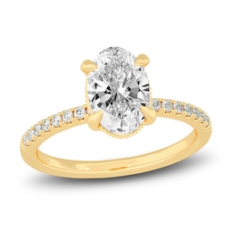 Lab-Grown Diamond Engagement Ring 2-1/4 ct tw Oval/Round 14K Yellow Gold