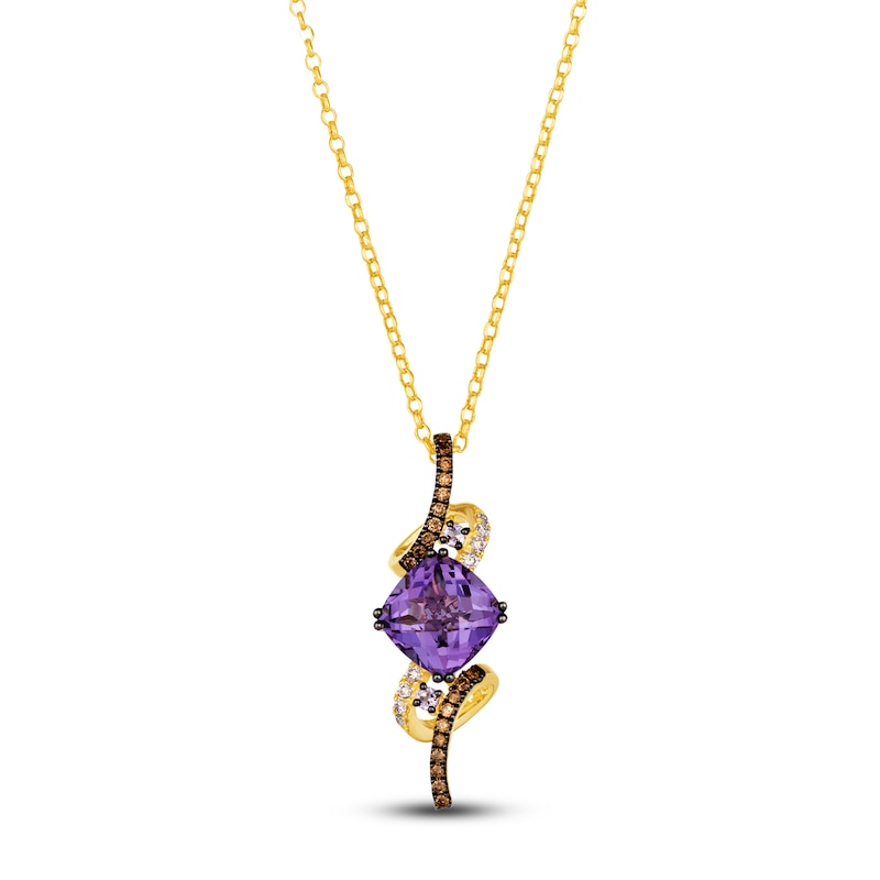 Le Vian Wrapped In Chocolate Natural Amethyst Pendant Necklace 1/5 ct tw Diamonds 14K Honey Gold 19"