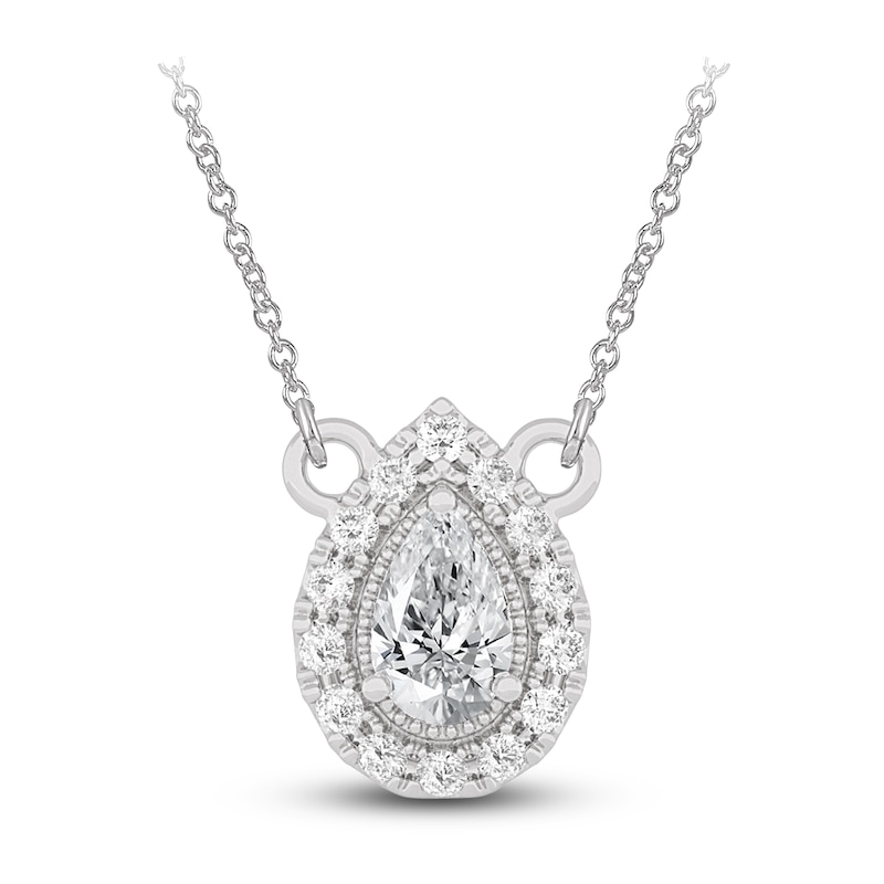 Main Image 1 of Diamond Pendant Necklace 3/8 ct tw Pear/Round 14K White Gold 18"