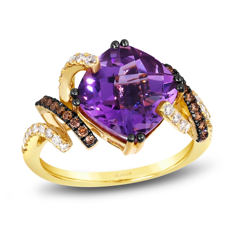 Le Vian Wrapped In Chocolate Natural Amethyst Ring 3/8 ct tw Diamonds 14K Honey Gold
