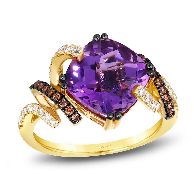 Main Image 1 of Le Vian Wrapped In Chocolate Natural Amethyst Ring 3/8 ct tw Diamonds 14K Honey Gold