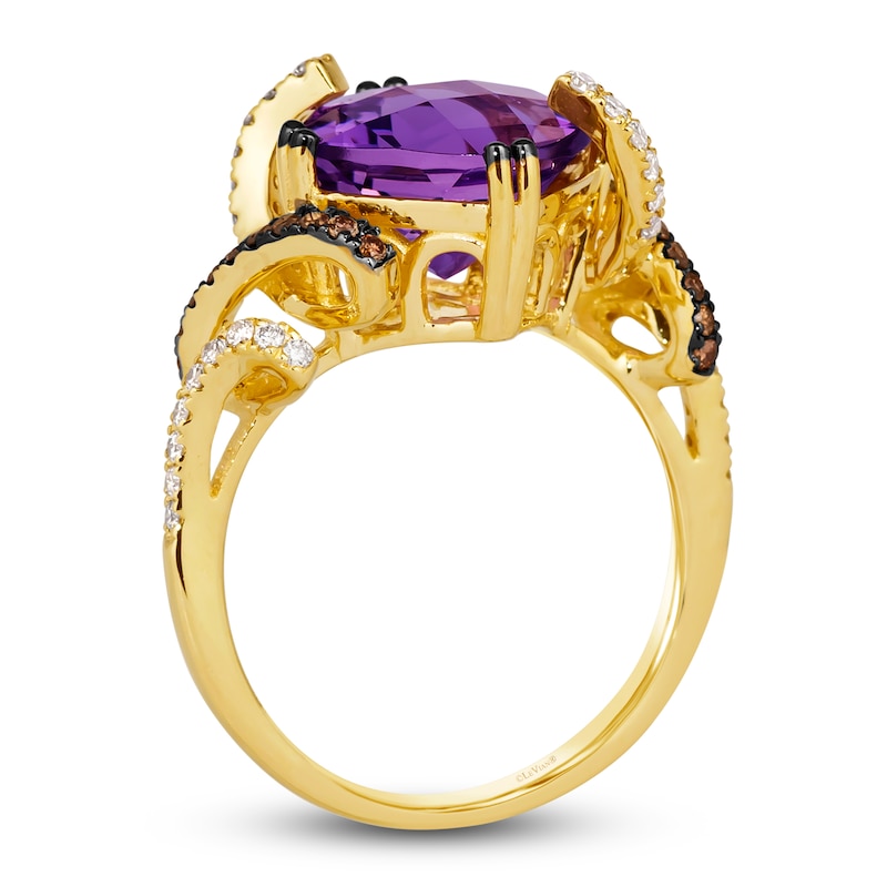 Main Image 2 of Le Vian Wrapped In Chocolate Natural Amethyst Ring 3/8 ct tw Diamonds 14K Honey Gold