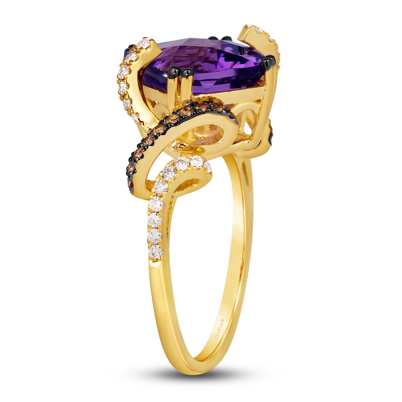 Le Vian Wrapped In Chocolate Natural Amethyst Ring 3/8 ct tw Diamonds 14K Honey Gold