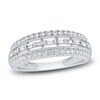 Thumbnail Image 1 of Diamond Multi Row Ring 5/8 ct tw Round/Baguette 14K White Gold