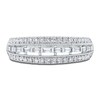 Thumbnail Image 3 of Diamond Multi Row Ring 5/8 ct tw Round/Baguette 14K White Gold