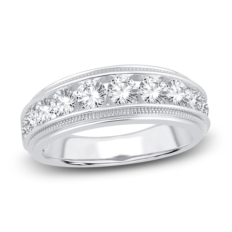 Main Image 1 of Men's Diamond Wedding Band 2 ct tw Round 14K White Gold