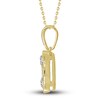 Thumbnail Image 3 of Diamond Necklace 1/5 ct tw Round/Baguette 14K Yellow Gold 18"