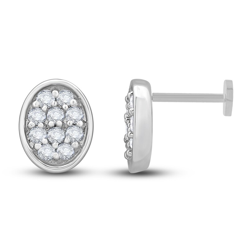 Diamond Flat Back Stud Earrings 1/4 ct tw Round 14K White Gold