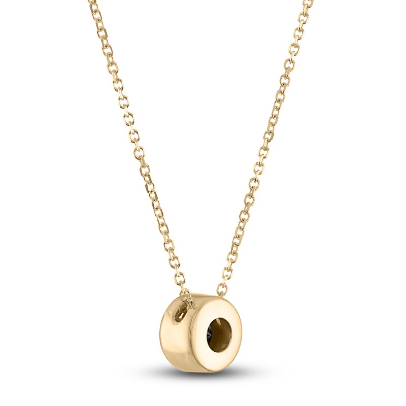 Main Image 3 of Black Diamond Solitaire Pendant Necklace 1 ct tw Round 14K Yellow Gold 18" (I3)