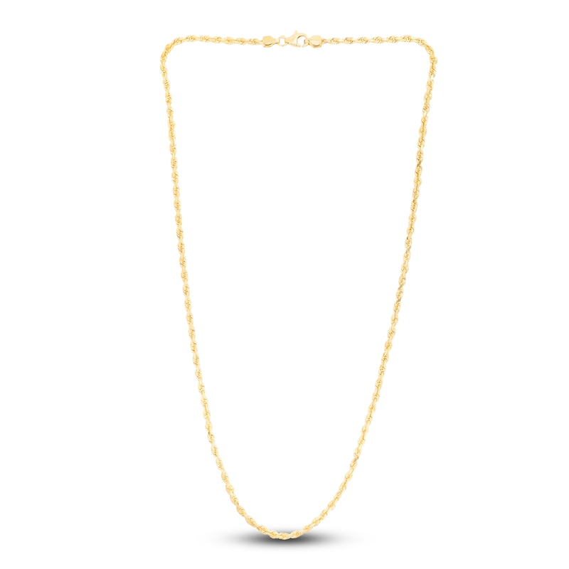 Main Image 2 of Solid Diamond-Cut Rope Chain Necklace 14K Yellow Gold 16" 3.0mm