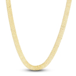 Hollow Multi-Row Bismark Chain Necklace 14K Yellow Gold 18" 7.0mm