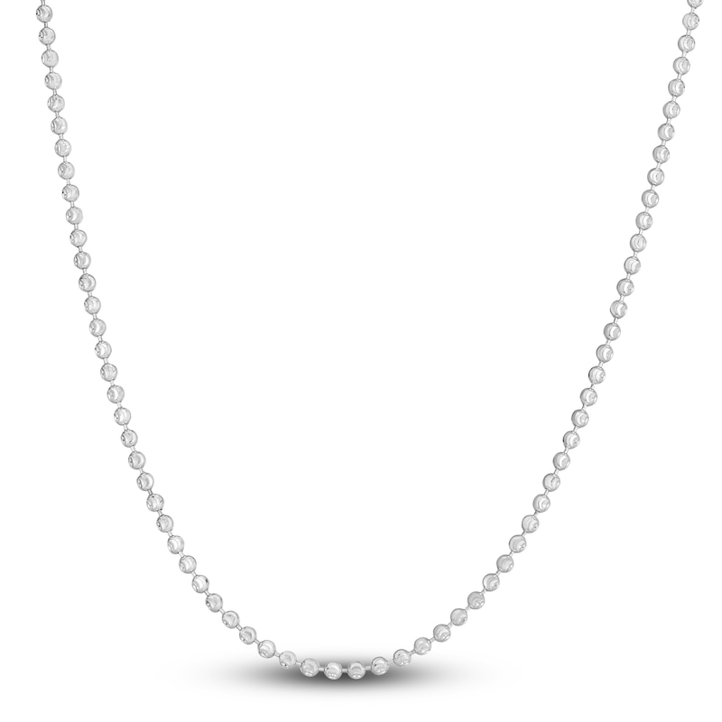 Main Image 1 of Solid Beaded Chain Necklace 14K White Gold 18" 2.5mm