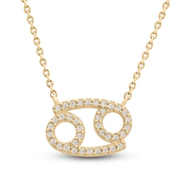 Diamond Cancer Necklace 1/10 ct tw Round 14K Yellow Gold 16.75"