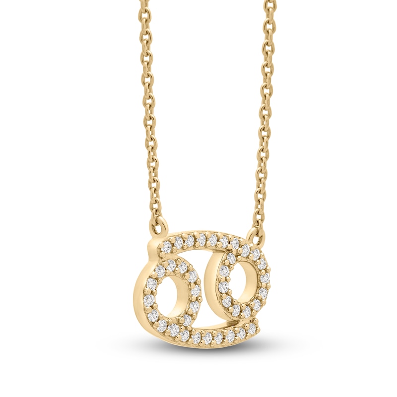 Main Image 2 of Diamond Cancer Necklace 1/10 ct tw Round 14K Yellow Gold 16.75"