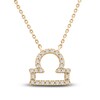 Thumbnail Image 1 of Diamond Libra Necklace 1/10 ct tw Round 14K Yellow Gold 16.75"