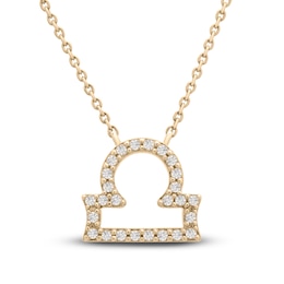 Diamond Libra Necklace 1/10 ct tw Round 14K Yellow Gold 16.75"