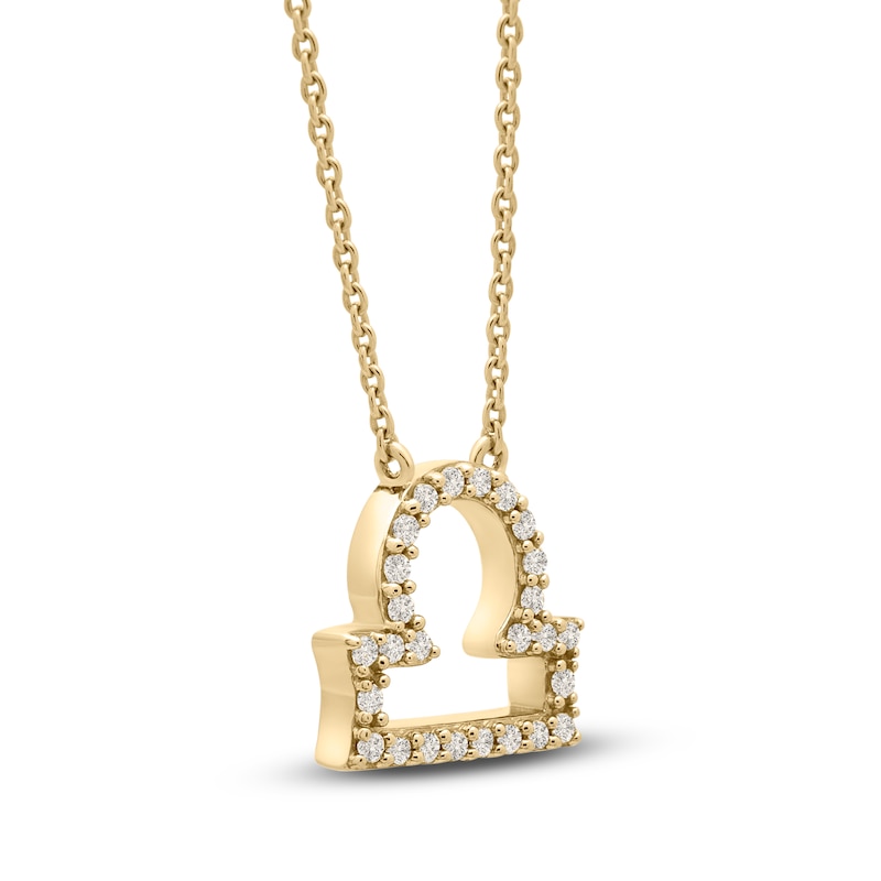 Main Image 2 of Diamond Libra Necklace 1/10 ct tw Round 14K Yellow Gold 16.75"