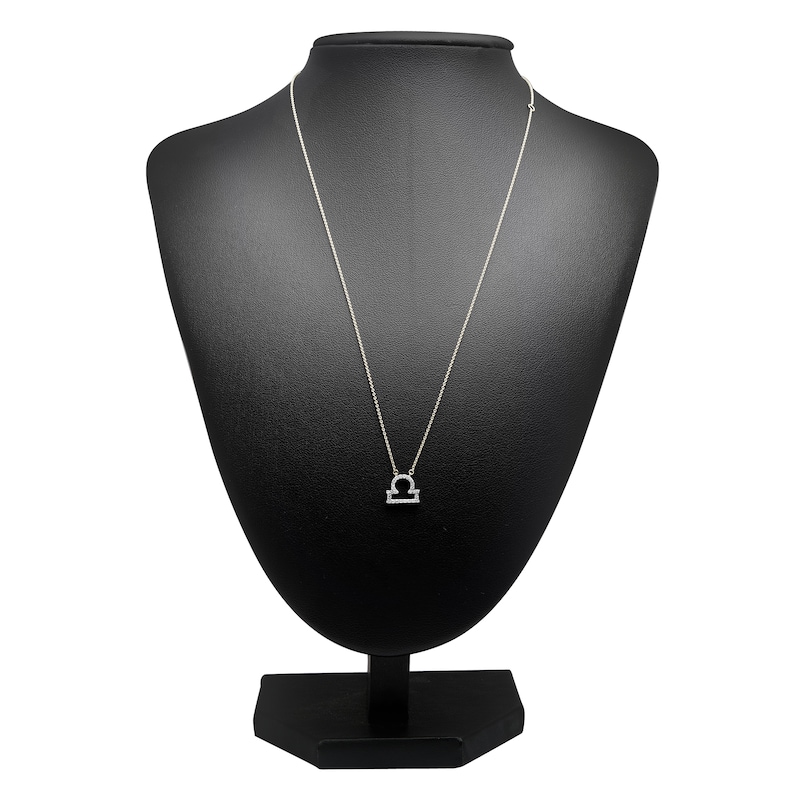 Main Image 3 of Diamond Libra Necklace 1/10 ct tw Round 14K Yellow Gold 16.75"