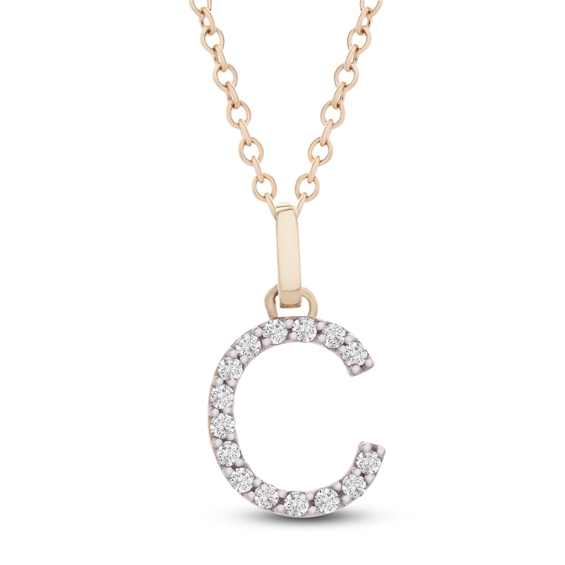 Main Image 1 of Diamond Letter C Necklace 1/10 ct tw Round 14K Yellow Gold 18"