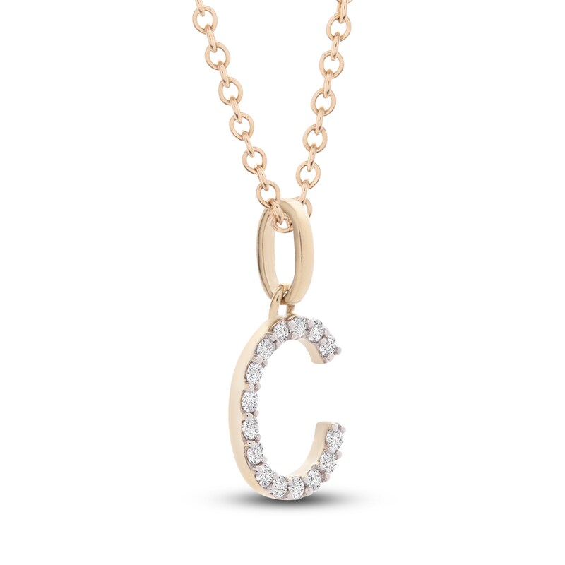 Main Image 2 of Diamond Letter C Necklace 1/10 ct tw Round 14K Yellow Gold 18"