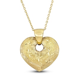 High-Polish Heart Pendant Necklace 14K Yellow Gold 17"