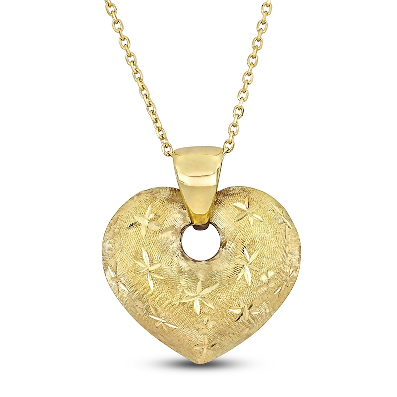 Main Image 1 of High-Polish Heart Pendant Necklace 14K Yellow Gold 17&quot;