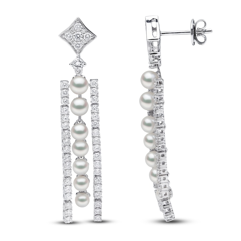 Main Image 2 of Yoko London Akoya Cultured Pearl Dangle Earrings 1-1/2 ct tw Diamonds 18K White Gold
