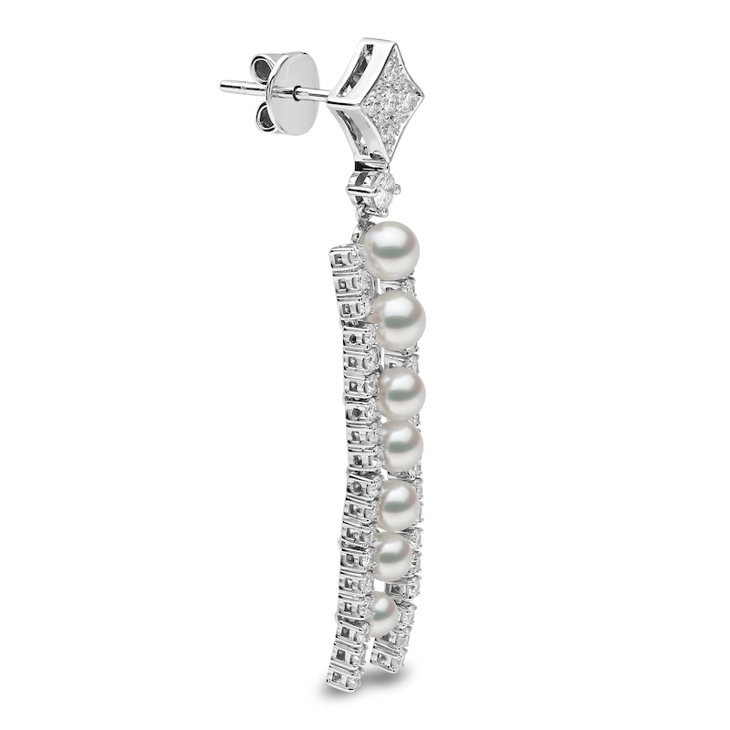 Main Image 3 of Yoko London Akoya Cultured Pearl Dangle Earrings 1-1/2 ct tw Diamonds 18K White Gold