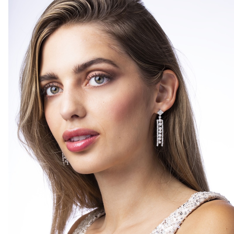 Main Image 4 of Yoko London Akoya Cultured Pearl Dangle Earrings 1-1/2 ct tw Diamonds 18K White Gold