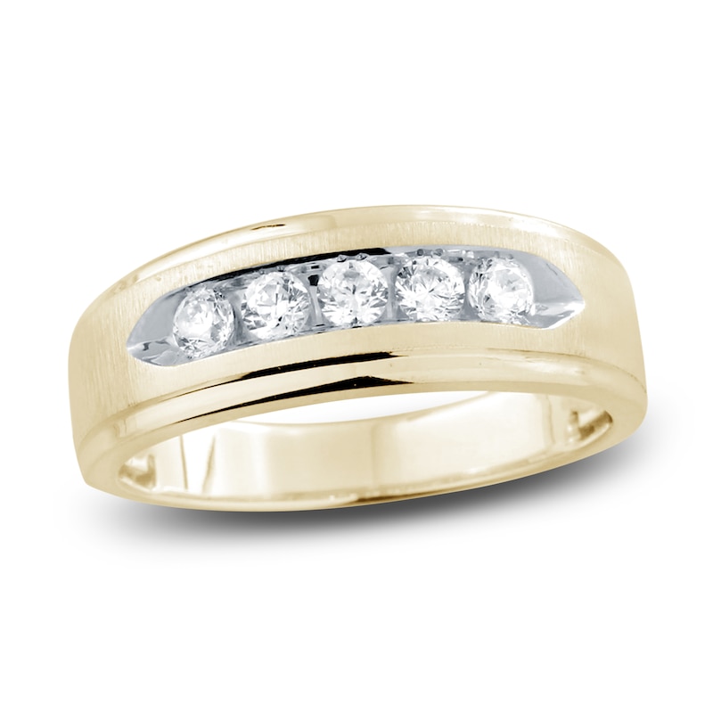 Main Image 1 of Men's Diamond Wedding Band 1/2 ct tw Round 14K Yellow Gold