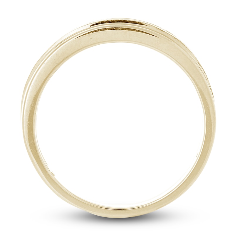 Main Image 2 of Men's Diamond Wedding Band 1/2 ct tw Round 14K Yellow Gold