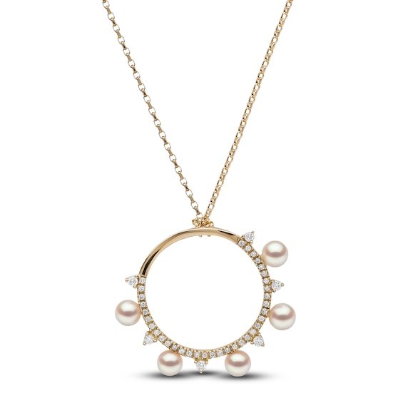 Yoko London Akoya Cultured Pearl Necklace 1/5 ct tw Diamonds 18K Yellow Gold 18"